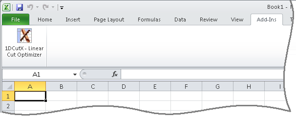 How to start 1DCutX in Excel 2010.